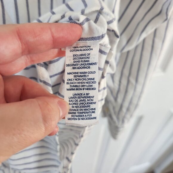 Chaps White Striped Button Up Cotton Shirt - Picture 5 of 10